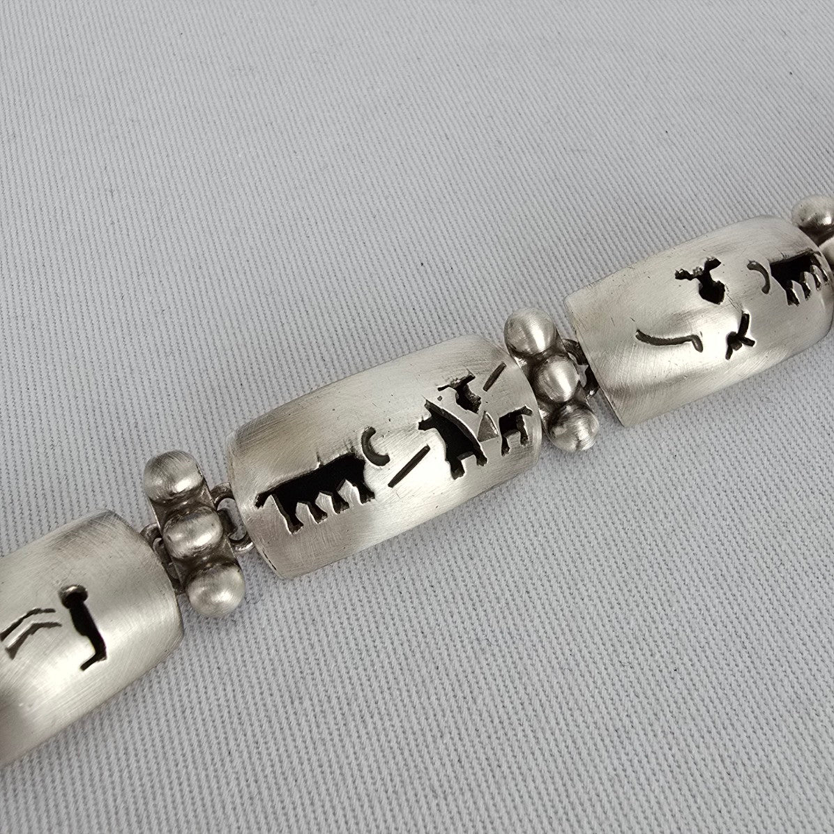 Vintage Taxco Mexico 925 Sterling Silver Panel Bracelet TM-143 Southwestern Artisan