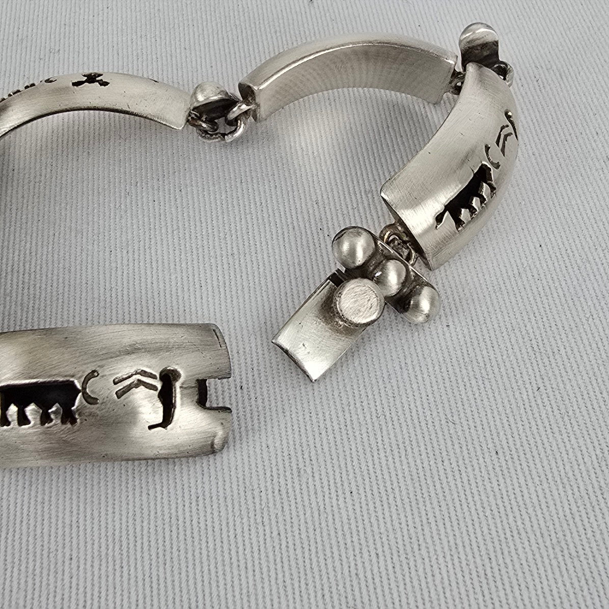 Vintage Taxco Mexico 925 Sterling Silver Panel Bracelet TM-143 Southwestern Artisan
