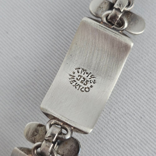 Vintage Taxco Mexico 925 Sterling Silver Panel Bracelet TM-143 Southwestern Artisan