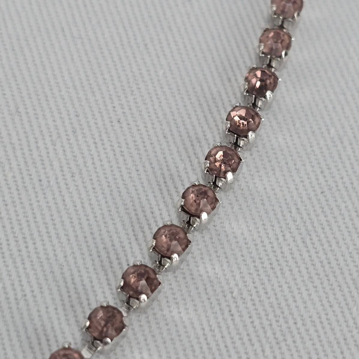 Vintage Pink & Silver Rhinestone Statement Necklace
