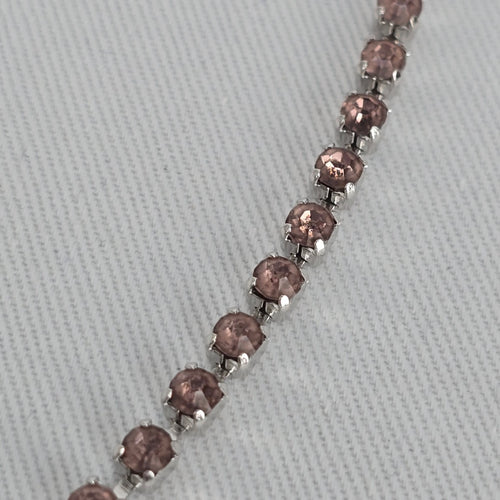 Vintage Pink & Silver Rhinestone Statement Necklace
