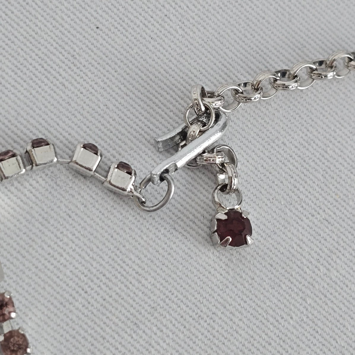 Vintage Pink & Silver Rhinestone Statement Necklace
