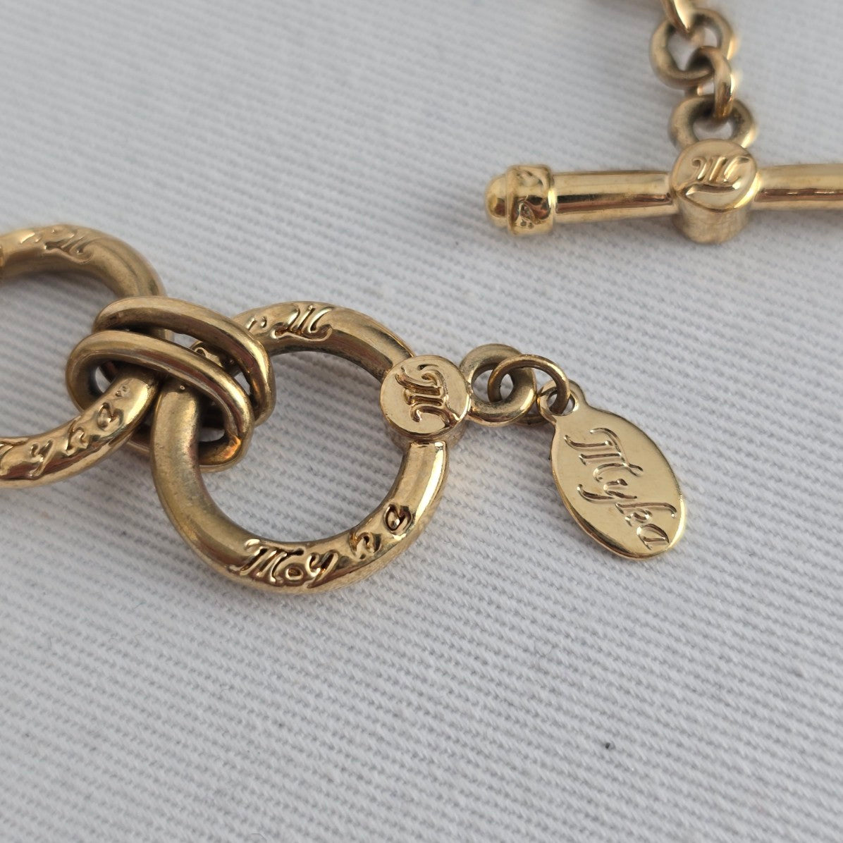 Myka Gold Tone Geometric Link Bracelet Toggle Clasp