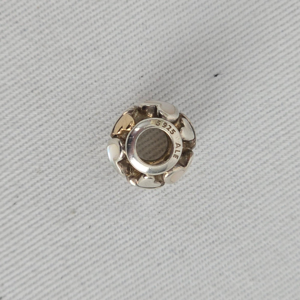 Pandora Sterling Silver 14K Gold Luminous Hearts Charm with Mother of Pearl