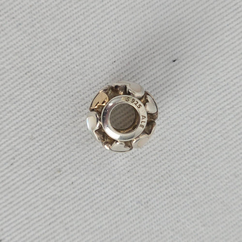 Pandora Sterling Silver 14K Gold Luminous Hearts Charm with Mother of Pearl