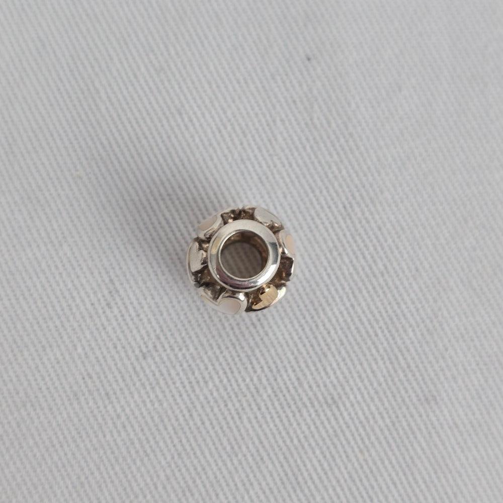 Pandora Sterling Silver 14K Gold Luminous Hearts Charm with Mother of Pearl