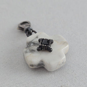 Silpada 925 Sterling Silver Cross Charm Pendant White Stone Black Accent