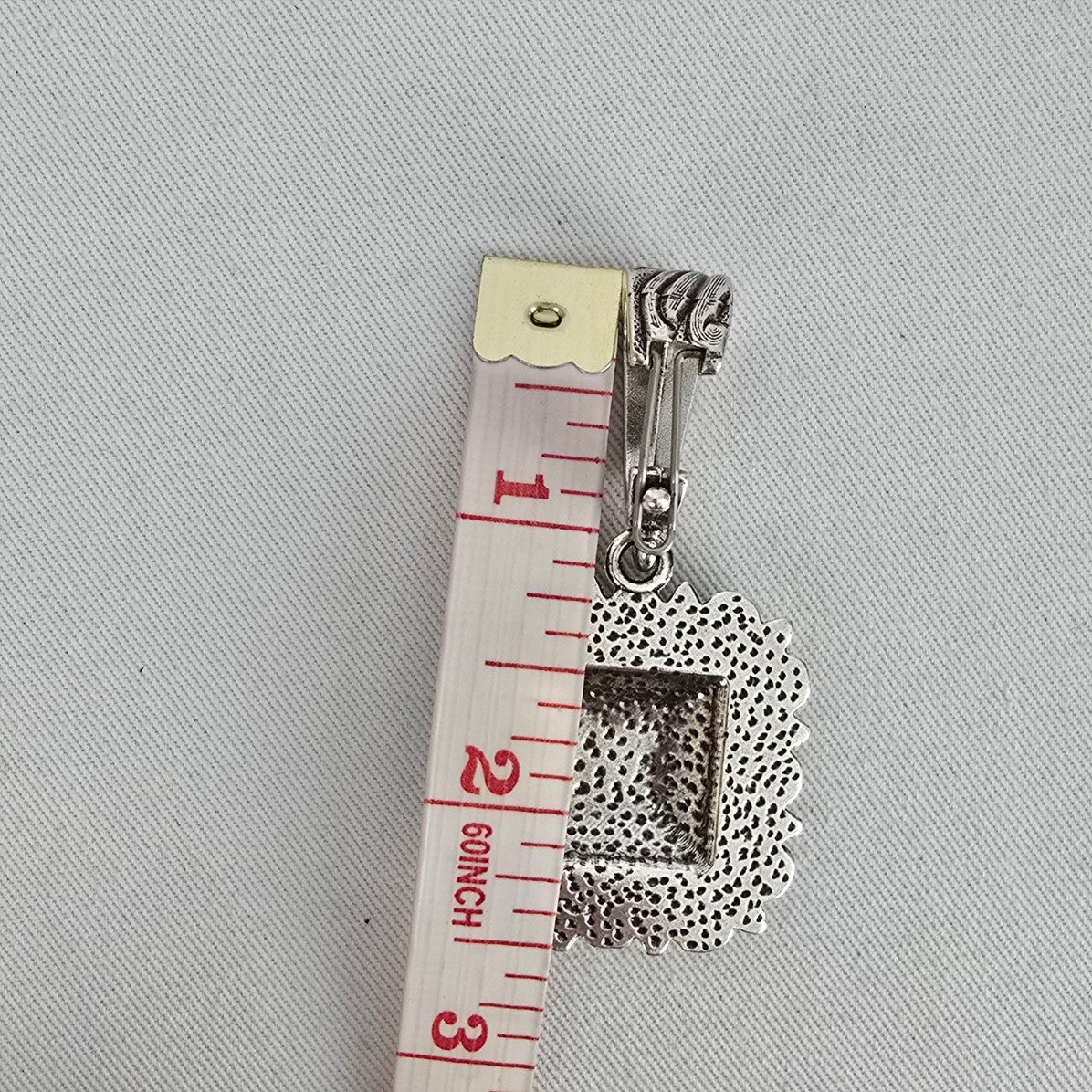 Faux Turquoise Cross Pendant Rhinestone Frame Statement Charm Silver Tone