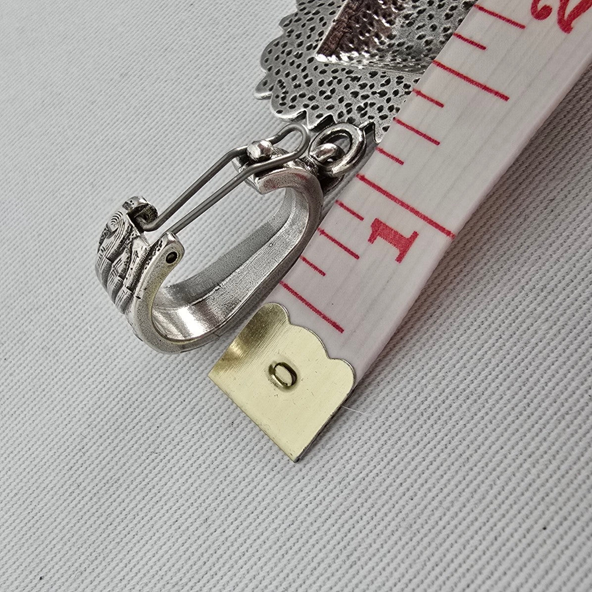 Faux Turquoise Cross Pendant Rhinestone Frame Statement Charm Silver Tone