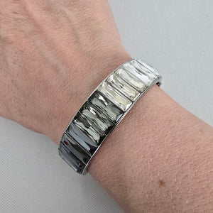 Swarovski Crystal Bangle Bracelet Silver Tone Gradient Baguette Stones