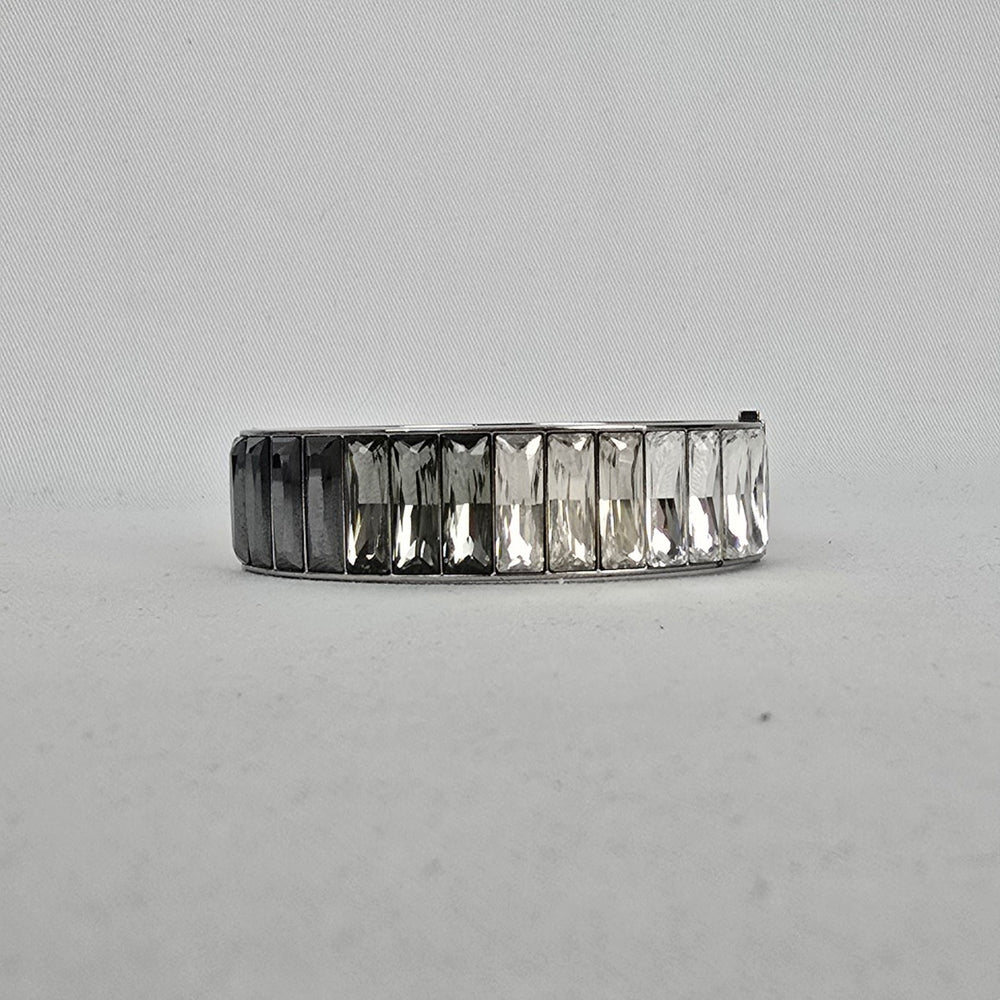 Swarovski Crystal Bangle Bracelet Silver Tone Gradient Baguette Stones