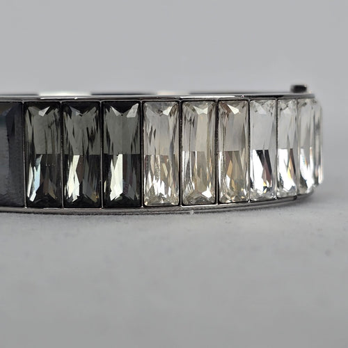 Swarovski Crystal Bangle Bracelet Silver Tone Gradient Baguette Stones