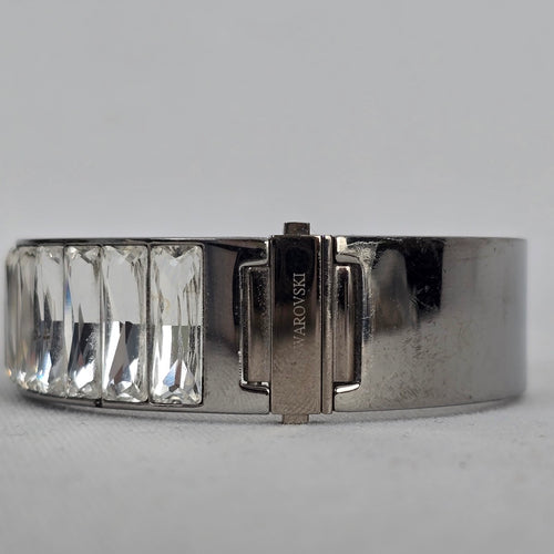 Swarovski Crystal Bangle Bracelet Silver Tone Gradient Baguette Stones