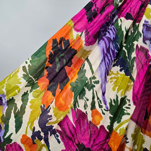 Vintage Higher State Floral Midi Skirt Boho Bright Elastic Waist Size M/L