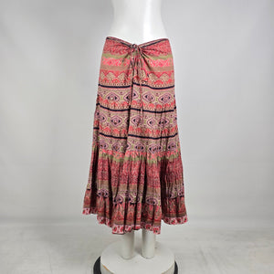 Nolita Convertible Halter Dress Boho Paisley Skirt Pink Brown M