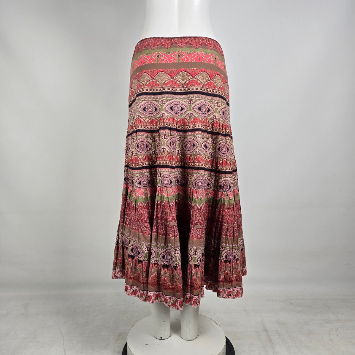 Nolita Convertible Halter Dress Boho Paisley Skirt Pink Brown M