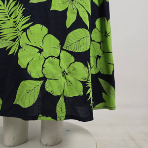 Vintage On The Verge Tropical Maxi Skirt Neon Green Floral Size 10