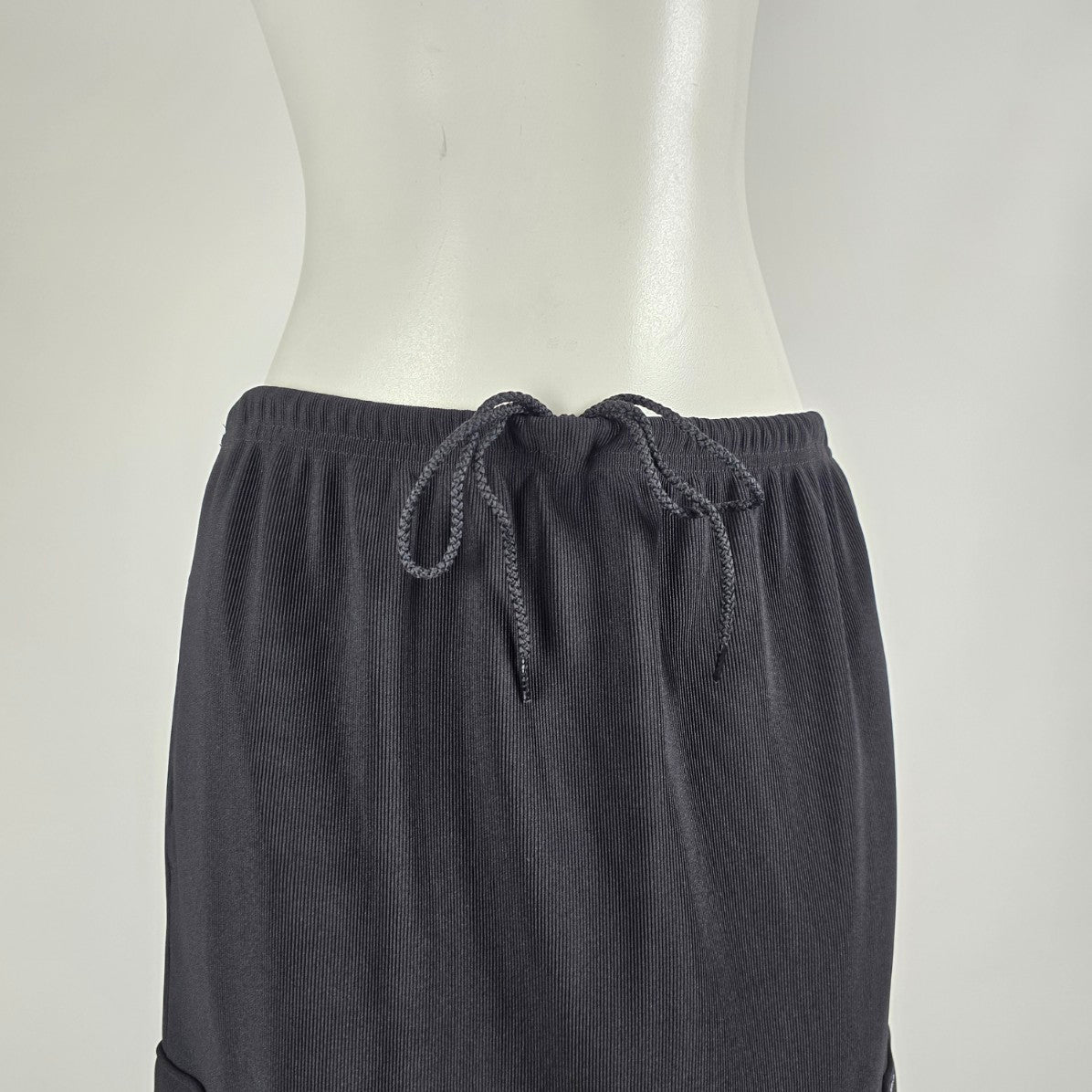 Higher State Black Cargo Maxi Skirt Drawstring Waist Minimalist Made in Canada M
