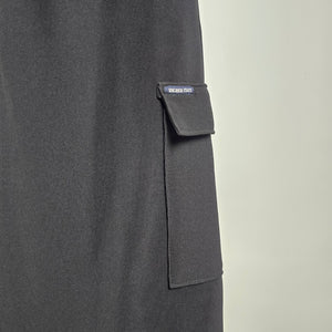 Higher State Black Cargo Maxi Skirt Drawstring Waist Minimalist Made in Canada M