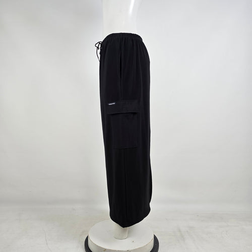 Higher State Black Cargo Maxi Skirt Drawstring Waist Minimalist Made in Canada M