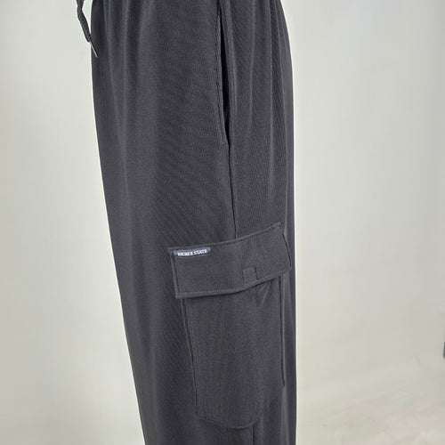Higher State Black Cargo Maxi Skirt Drawstring Waist Minimalist Made in Canada M