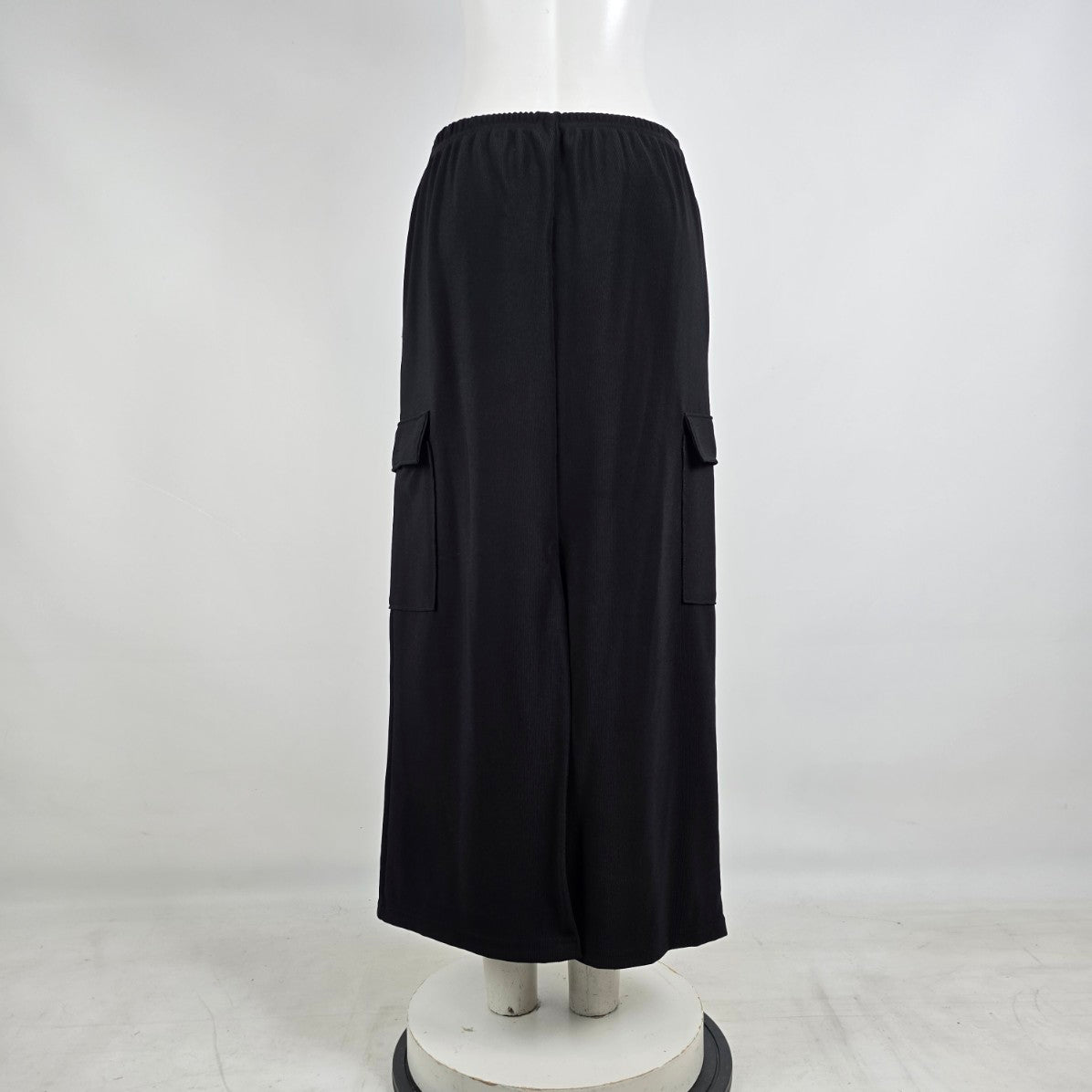 Higher State Black Cargo Maxi Skirt Drawstring Waist Minimalist Made in Canada M