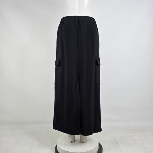Higher State Black Cargo Maxi Skirt Drawstring Waist Minimalist Made in Canada M