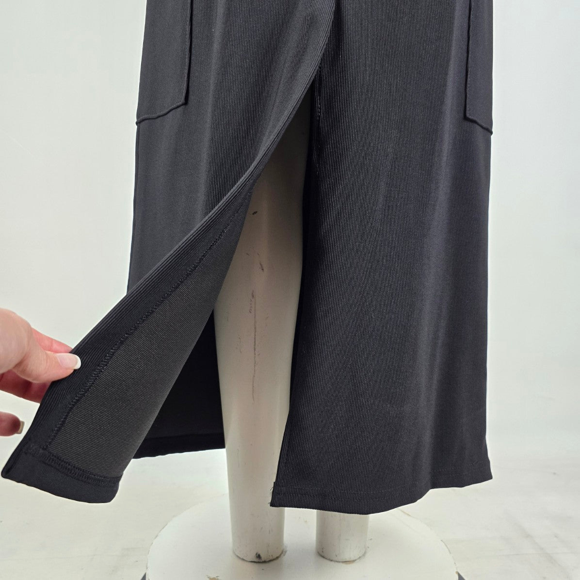 Higher State Black Cargo Maxi Skirt Drawstring Waist Minimalist Made in Canada M