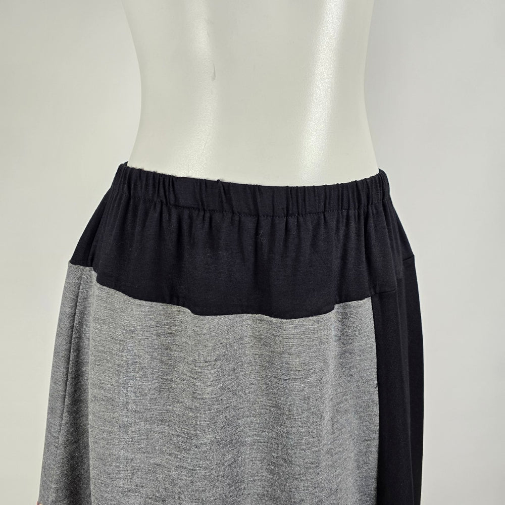 Nounke Asymmetrical Color Block Knit Midi Skirt Snake Print Panel Size S/M
