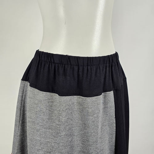 Nounke Asymmetrical Color Block Knit Midi Skirt Snake Print Panel Size S/M