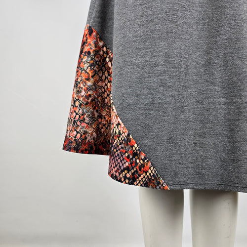 Nounke Asymmetrical Color Block Knit Midi Skirt Snake Print Panel Size S/M
