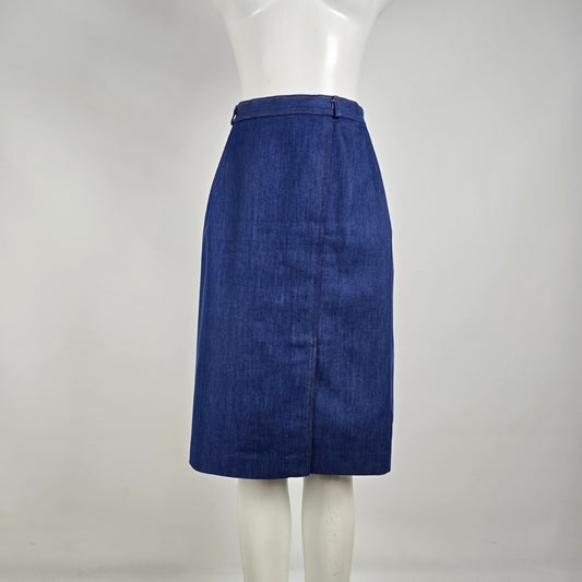 Vintage Rosecrest by Far Hudson Denim Midi Pencil Skirt Size S Blue Secretary Chic