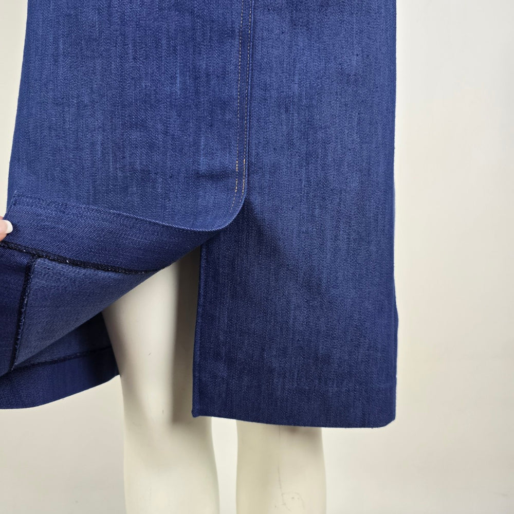 Vintage Rosecrest by Far Hudson Denim Midi Pencil Skirt Size S Blue Secretary Chic