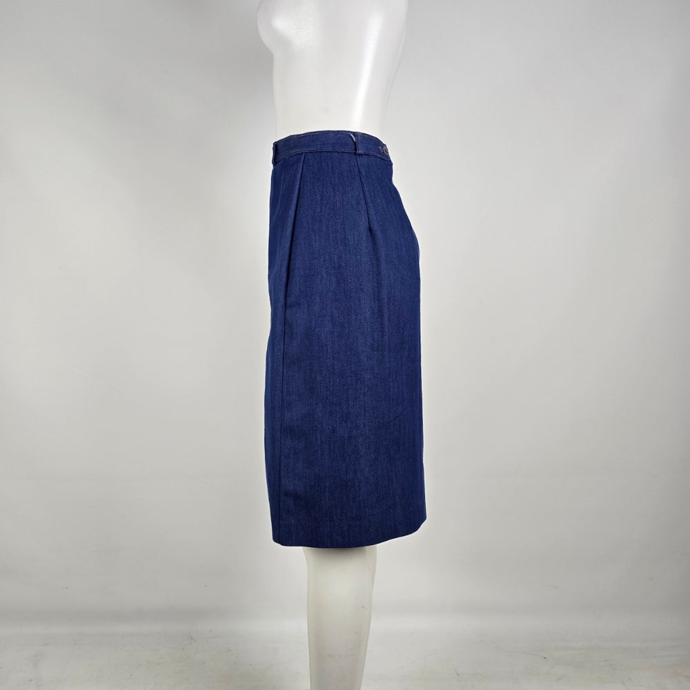 Vintage Rosecrest by Far Hudson Denim Midi Pencil Skirt Size S Blue Secretary Chic