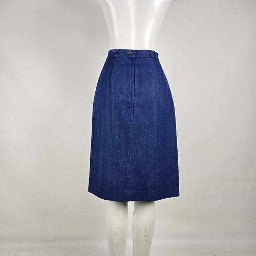 Vintage Rosecrest by Far Hudson Denim Midi Pencil Skirt Size S Blue Secretary Chic