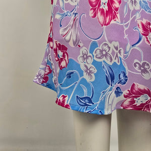 Y2K Suzy Shier Floral Midi Skirt Size M/L Purple Blue Pink Bias Cut