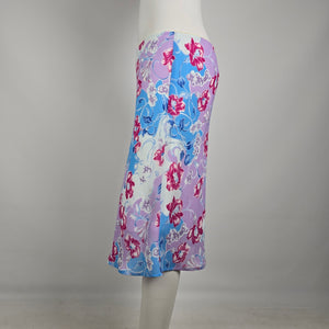 Y2K Suzy Shier Floral Midi Skirt Size M/L Purple Blue Pink Bias Cut