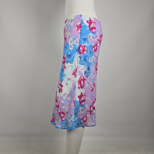 Y2K Suzy Shier Floral Midi Skirt Size M/L Purple Blue Pink Bias Cut