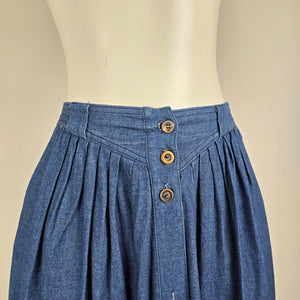 Vintage Sterling Stall Sport Denim Midi Skirt Size 8 High Waist Cottagecore