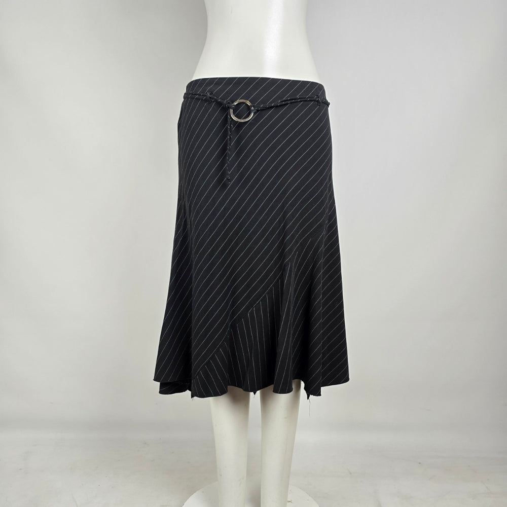 Y2K Urban Behavior Pinstripe Asymmetrical Midi Skirt Size M Goth Officecore