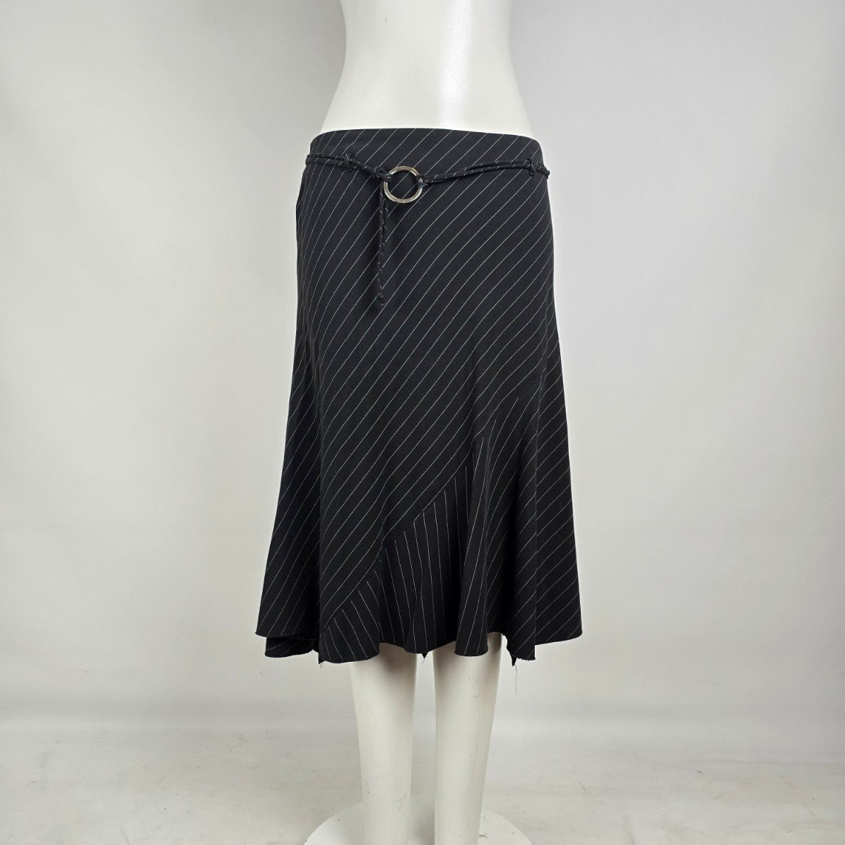 Y2K Urban Behavior Pinstripe Asymmetrical Midi Skirt Size M Goth Officecore