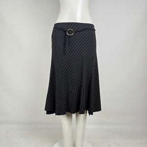 Y2K Urban Behavior Pinstripe Asymmetrical Midi Skirt Size M Goth Officecore