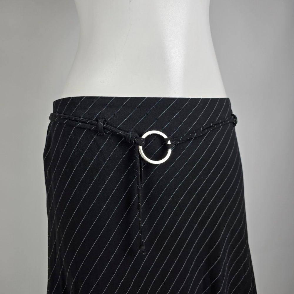 Y2K Urban Behavior Pinstripe Asymmetrical Midi Skirt Size M Goth Officecore