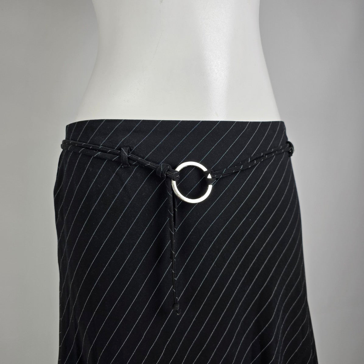 Y2K Urban Behavior Pinstripe Asymmetrical Midi Skirt Size M Goth Officecore