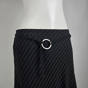 Y2K Urban Behavior Pinstripe Asymmetrical Midi Skirt Size M Goth Officecore