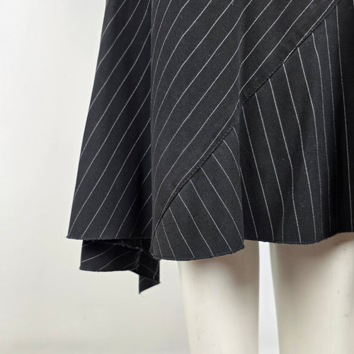 Y2K Urban Behavior Pinstripe Asymmetrical Midi Skirt Size M Goth Officecore