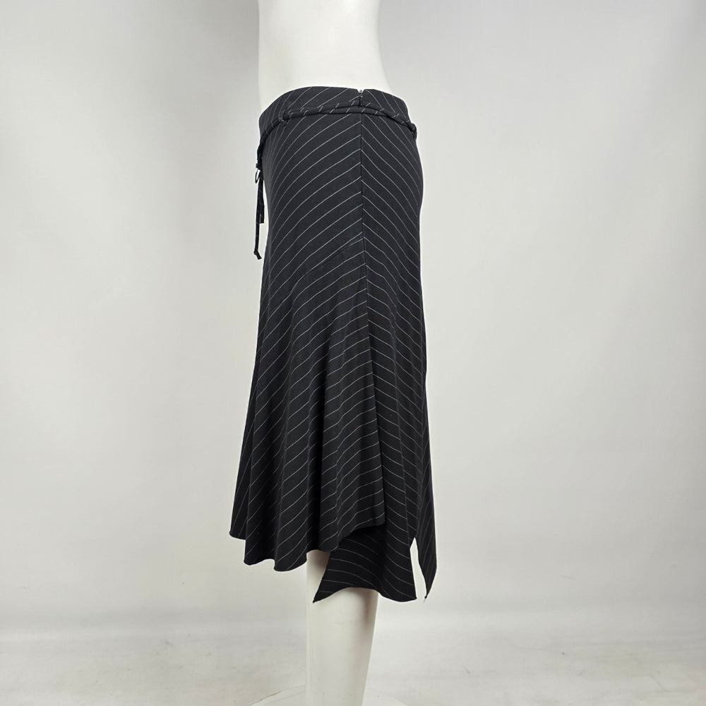 Y2K Urban Behavior Pinstripe Asymmetrical Midi Skirt Size M Goth Officecore
