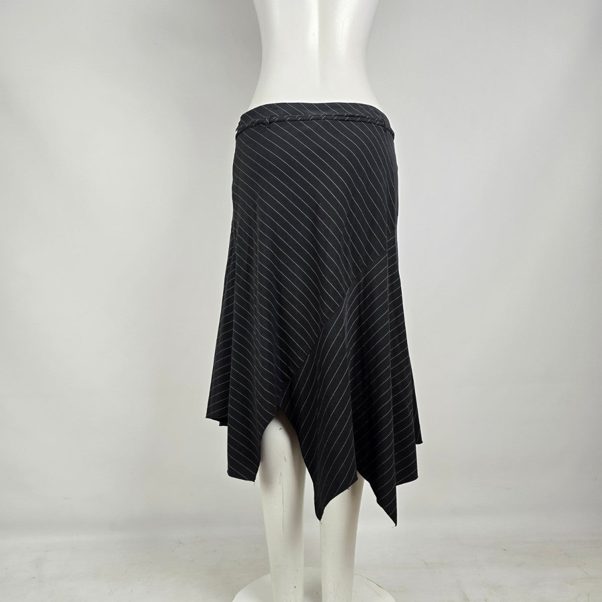 Y2K Urban Behavior Pinstripe Asymmetrical Midi Skirt Size M Goth Officecore