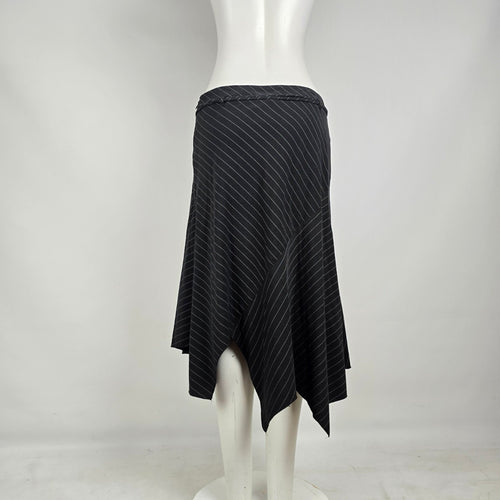 Y2K Urban Behavior Pinstripe Asymmetrical Midi Skirt Size M Goth Officecore