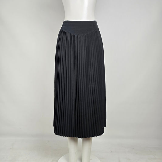 Vintage Black Pleated Midi Skirt Size 6 Made in Canada Minimalist Officecore